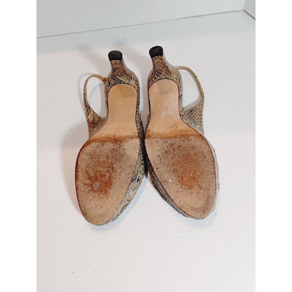 Stuart Weitzman Snakeskin Peek Toe Sling Back Pumps Size 8 Mushroom... - Picture 6 of 6